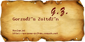 Gorzsás Zoltán névjegykártya